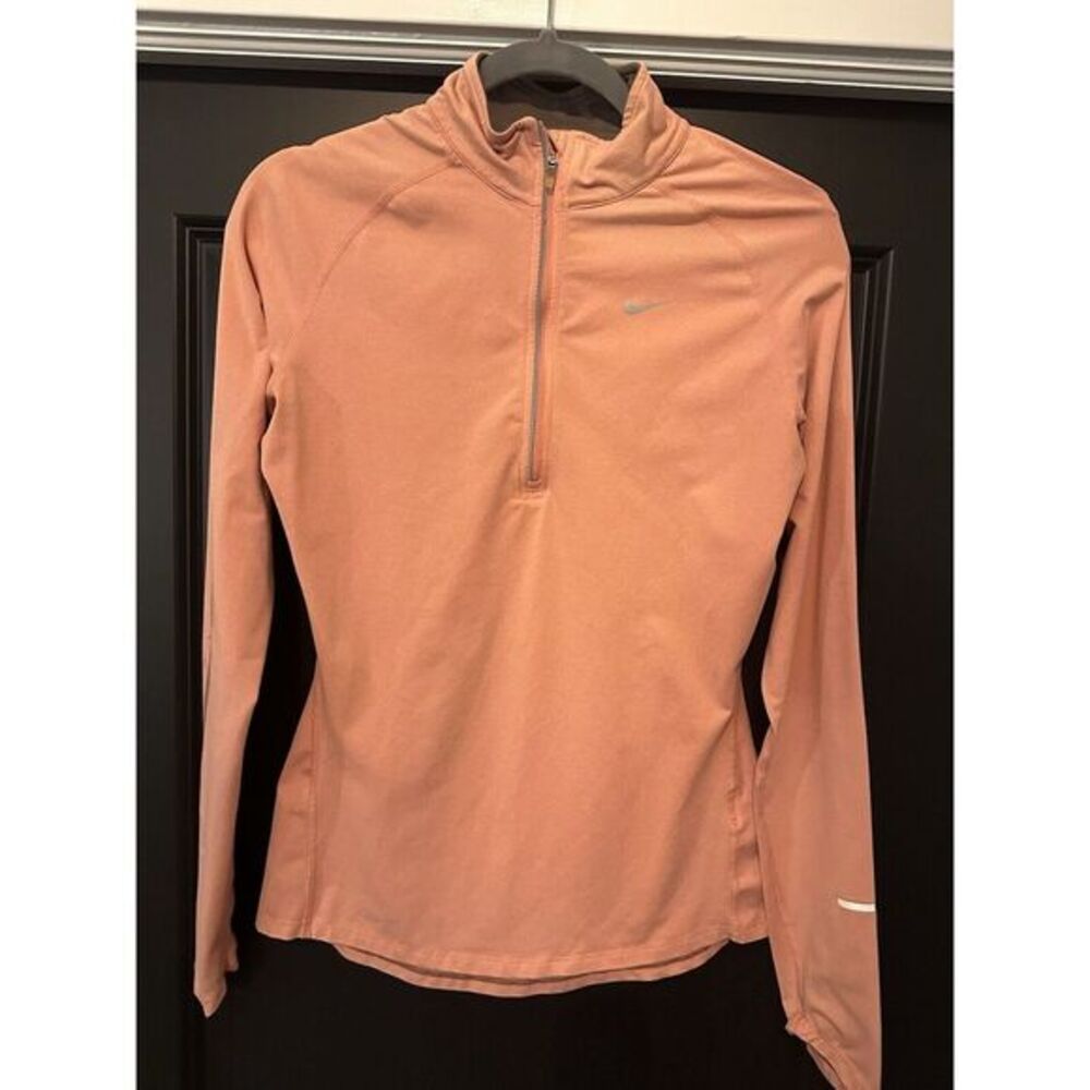 NIKE Womens Top SMALL Quarter‎ Zip Outdoor Pink Coral Peach Running Athleisure